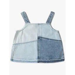 GAP Girls Blue Cotton Patch Dungaree image 2