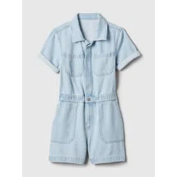 GAP Girls Blue Cotton Solid Playsuit-picture-44