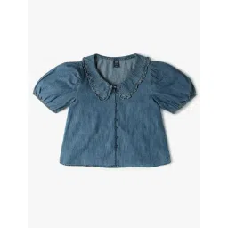 GAP Girls Blue Cotton Solid Top-picture-18