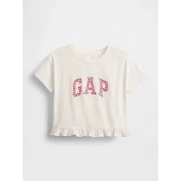 GAP Girls Brand Logo Printed Round Neck Cotton T-shirt-picture-12