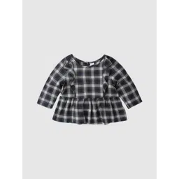 GAP Girls Checked Cotton Round Neck Peplum Tops-picture-15