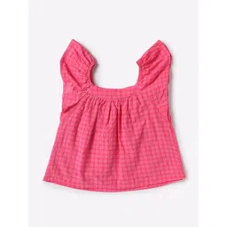 GAP Girls Checked Pure Cotton Gathered or Pleated Tops image 4
