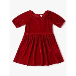 GAP Girls Dark Red Solid Dress-picture-14