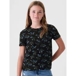 GAP Girls Floral Printed Crew Neck Pure Cotton T-shirt-image-32