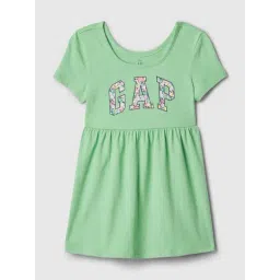 GAP Girls Green Cotton Logo Dress-picture-21