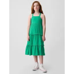 GAP Girls Green Cotton Textured Dress-picture-44