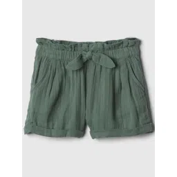 GAP Girls Green Cotton Textured Shorts-picture-35