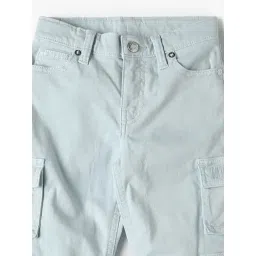 GAP Girls Lt. Blue Cotton Solid Cargo Pants image 3