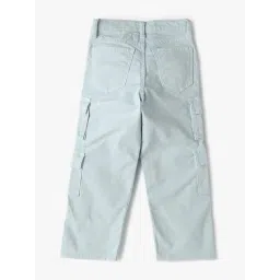 GAP Girls Lt. Blue Cotton Solid Cargo Pants image 2