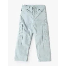 GAP Girls Lt. Blue Cotton Solid Cargo Pants image 1