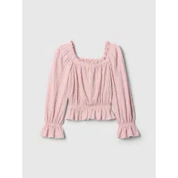 GAP Girls Lt. Pink Solid Crinkled Top-picture-16