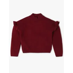 GAP Girls Maroon Textured Sweater-picture-27