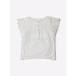 GAP Girls Off White Cotton Solid Top-picture-44