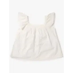 GAP Girls Off White Cotton Solid Top-picture-23