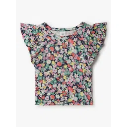 GAP Girls Pure Cotton Floral Print Flutter Sleeve Ribbed Top-picture-35