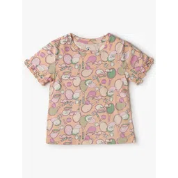 GAP Girls Pure Cotton Graphic Printed Ruffle Detail Top-picture-36