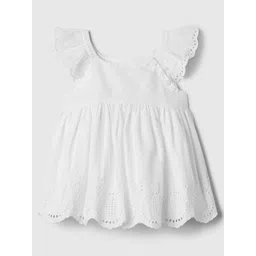 GAP Girls Pure Cotton Schiffli Flutter Sleeve Empire Top-picture-32