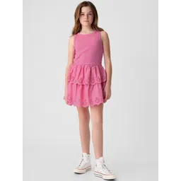 GAP Girls Self Design Layered Round Neck Fit and Flare Dress-picture-50