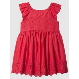 GAP Girls Short Sleeved Fluttered Eyelet Fit & Flare Cotton Dress-picture-19