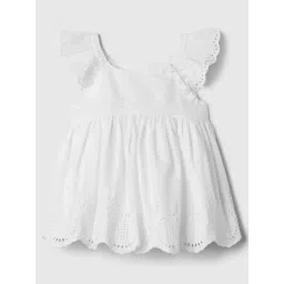 GAP Girls White Cotton Embroidered Dress-picture-32