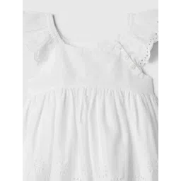 GAP Girls White Cotton Embroidered Dress image 2