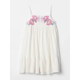 GAP Girls White Cotton Embroidery Empire Line Dress-picture-15