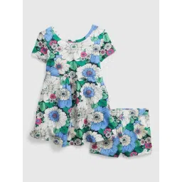 GAP Girls White Cotton Floral Dress Shorts Set-picture-23