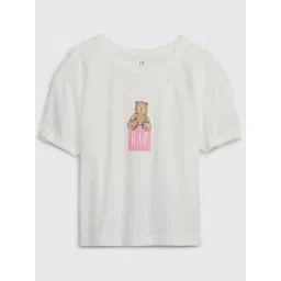 GAP Girls White Relaxed Fit Graphic Drop Shoulder T-Shirt-picture-14
