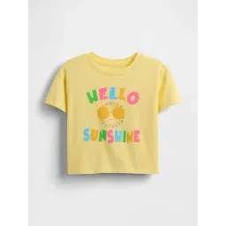 GAP Girls Yellow Cotton Graphic T-Shirt-picture-21