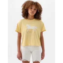 GAP Girls Yellow Embellished T-Shirt-picture-31