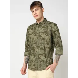 GAP Green Cotton Slim Fit Floral Shirt-picture-40