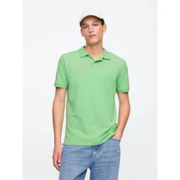 GAP Green Cotton Slim Fit Solid Polo T-Shirt-picture-30