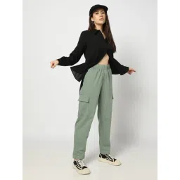 GAP Green Cotton Solid Cargo Pants-picture-13