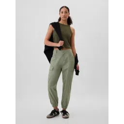 Gap Green Cotton Solid Relaxed Fit Mid Rise Cargo Joggers-picture-15