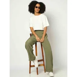 GAP Green Rayon Solid Trousers-picture-46