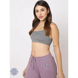 GAP Grey Polyester Fitted Solid Bralette-picture-24