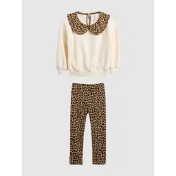 GAP Infant Girls Leopard Printed Round Neck Sweatshirt & Trousers Clothing Set-picture-26