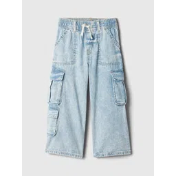 GAP Kids Girls Mid-Rise Pure Cotton Baggy Cargo Style Jeans-image-12