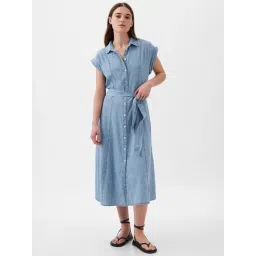 GAP Light Blue Regular Fit Solid Dress-picture-15