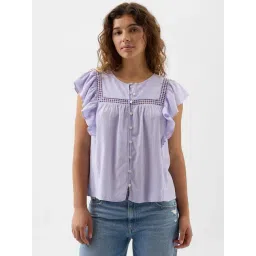 GAP Light Purple Slim Fit Solid Top-picture-10