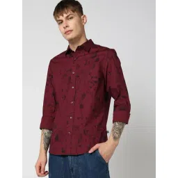 GAP Maroon Slim Fit Floral Shirt-picture-22