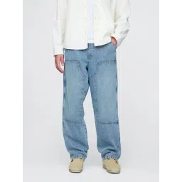 GAP Medium Blue Blended Solid Relaxed Fit Jeans-picture-30