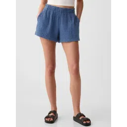 GAP Medium Blue Regular Fit Solid Shorts-picture-25