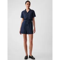 GAP Medium Blue Relaxed Fit Solid Playsuit-picture-39