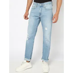 GAP Men Slim Fit Mid-Rise Mildly Distressed Light Fade Stretchable Boomerang Jeans-picture-12