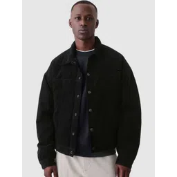 GAP Men Spread Collar Pure Cotton Solid Casual Denim Jacket-picture-14