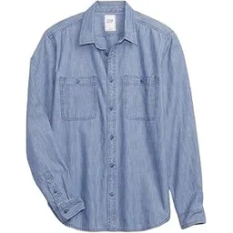 gap Men’s Regular Fit Solid Print Full Sleeves Collared Shirt-picture-23