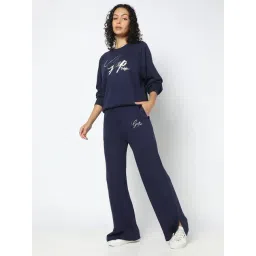 GAP Navy Blue Cotton Solid Trackpants-picture-36