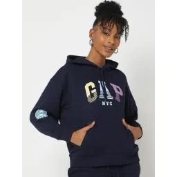 GAP Navy Blue Regular Fit Graphic Hooded Sweatshirt-image-22