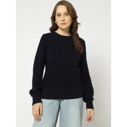 GAP Navy Blue Regular Fit Solid Sweater-picture-27